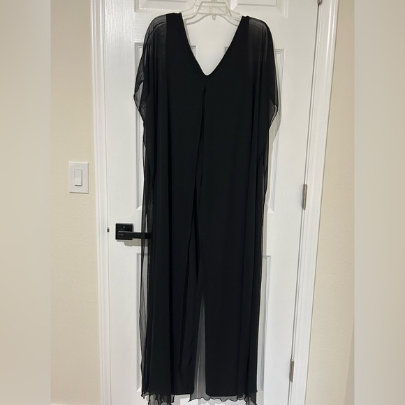 New Studio Ey Fluid black sheer overlay pantsuit Jumpsuit sz medium - Picture 6 of 8